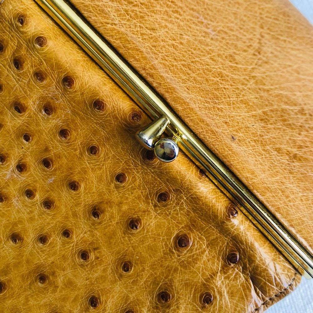 Like new gold Ostrich leather bi fold wallet 🔥 - Picture 11 of 12